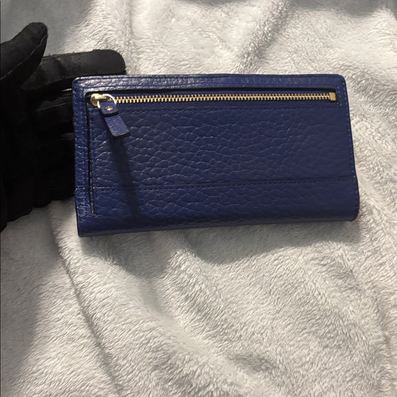 Kate Spade Royal Blue Pebbled Leather Slim Wallet Organizer - Picture 3 of 6